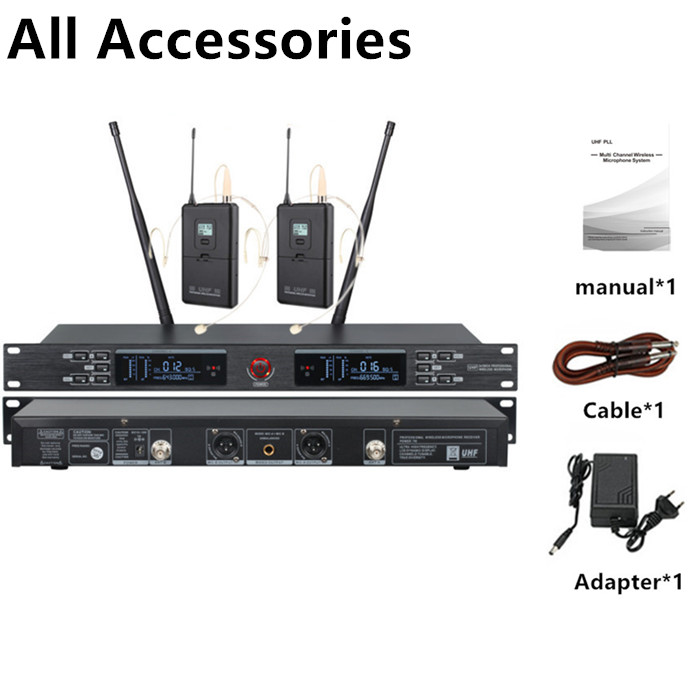 Ribbon Microphone - 640-690 МГц UR-2000-H Двухканальный беспроводной головной